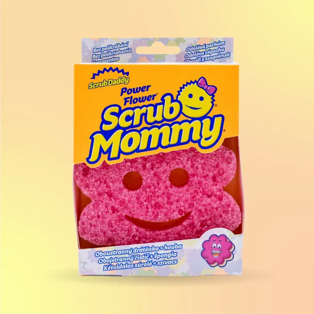 Scrub Mommy Power Flower pink houbička 1 ks