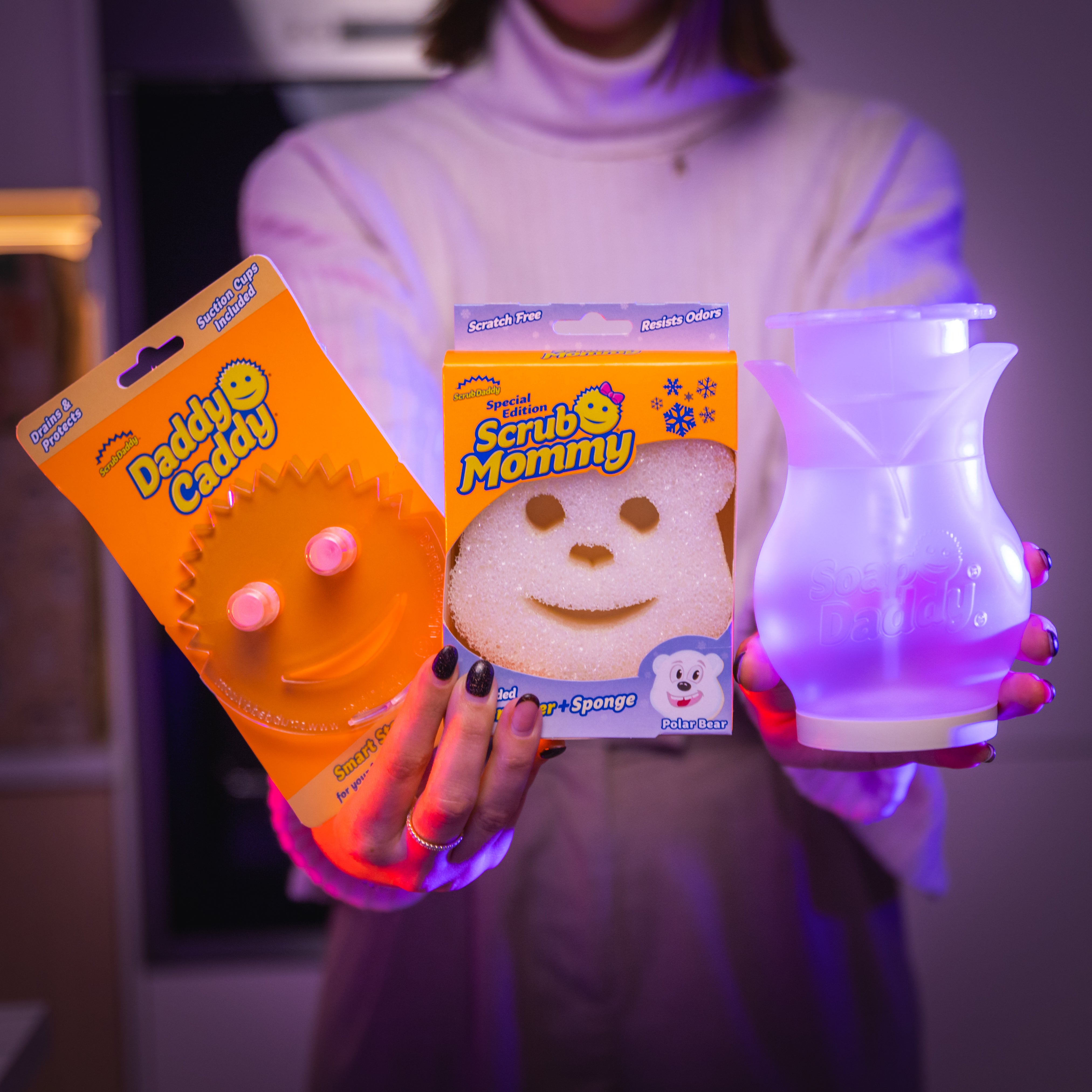 Scrub Mommy All I Want For Christmas dárková sada 3 ks s dávkovačem