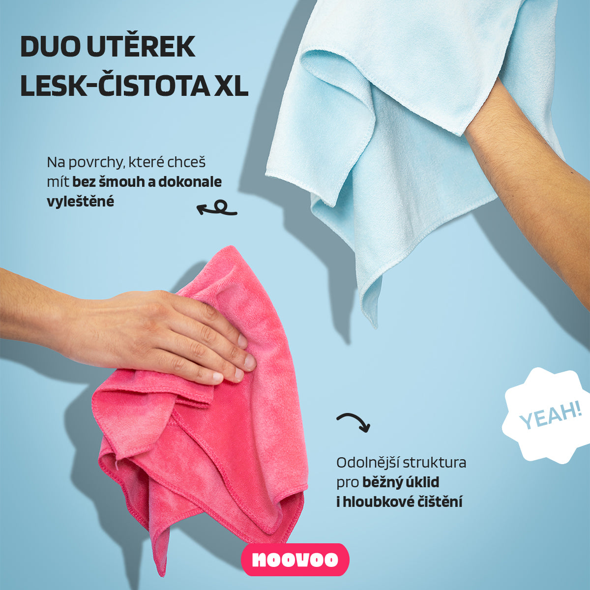 NOOVOO Duo Lesk-Čistota XL utěrky z mikrovlákna 2 ks