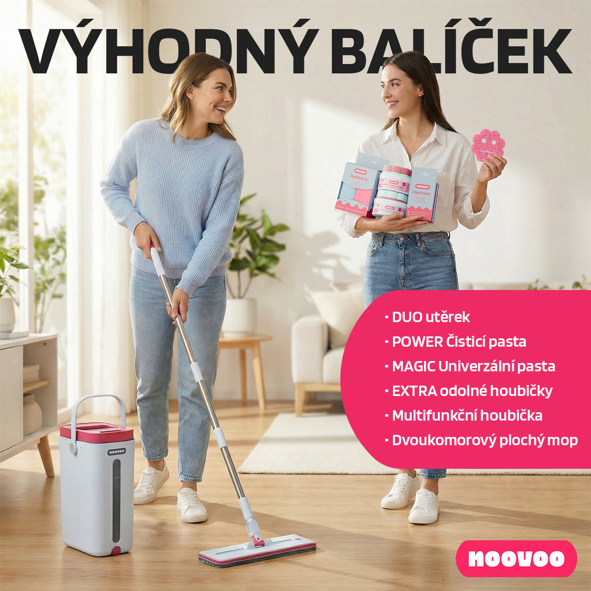 NOOVOO Kompletní domácnost úklidová sada 6 ks na podlahy