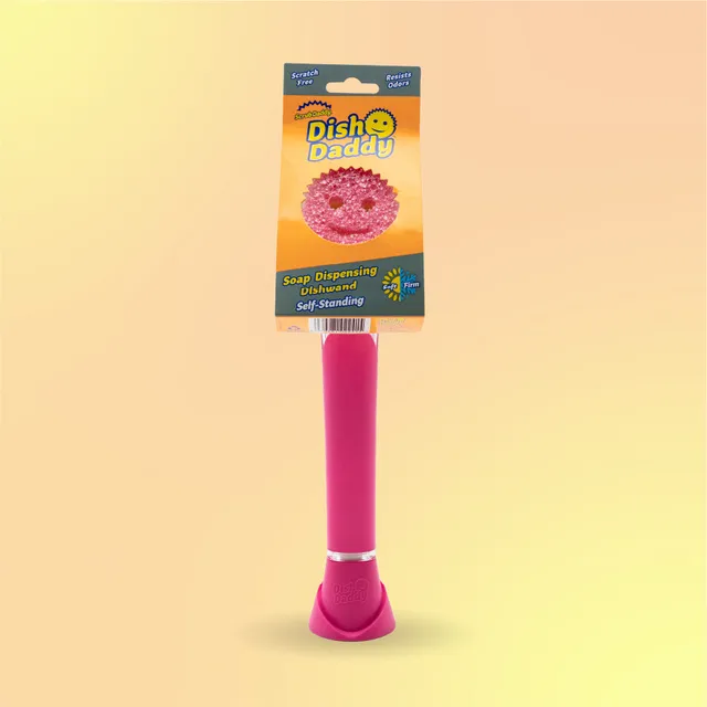 Scrub Mommy Dish Daddy Pink kartáč na nádobí 1 ks s dávkovačem