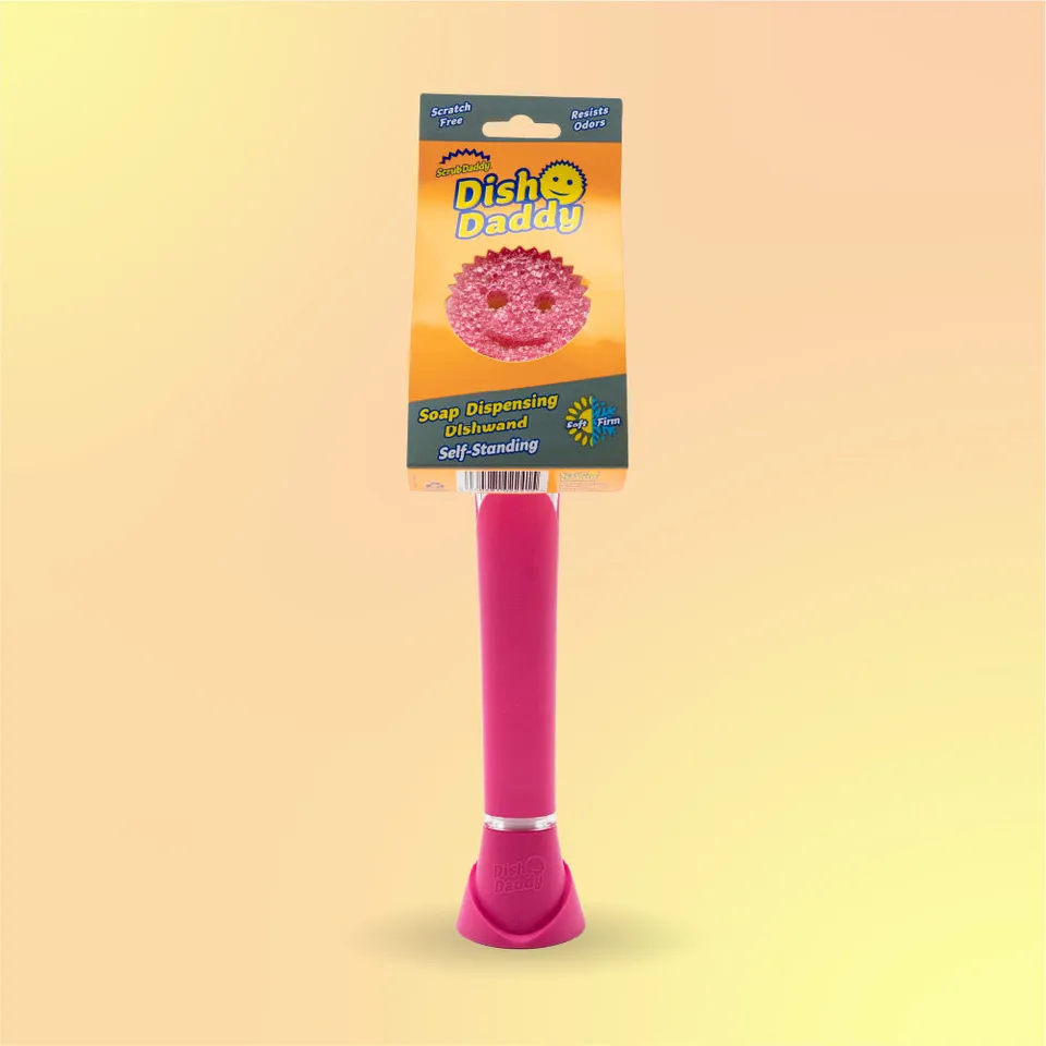 Scrub Mommy Dish Daddy Pink kartáč na nádobí 1 ks s dávkovačem