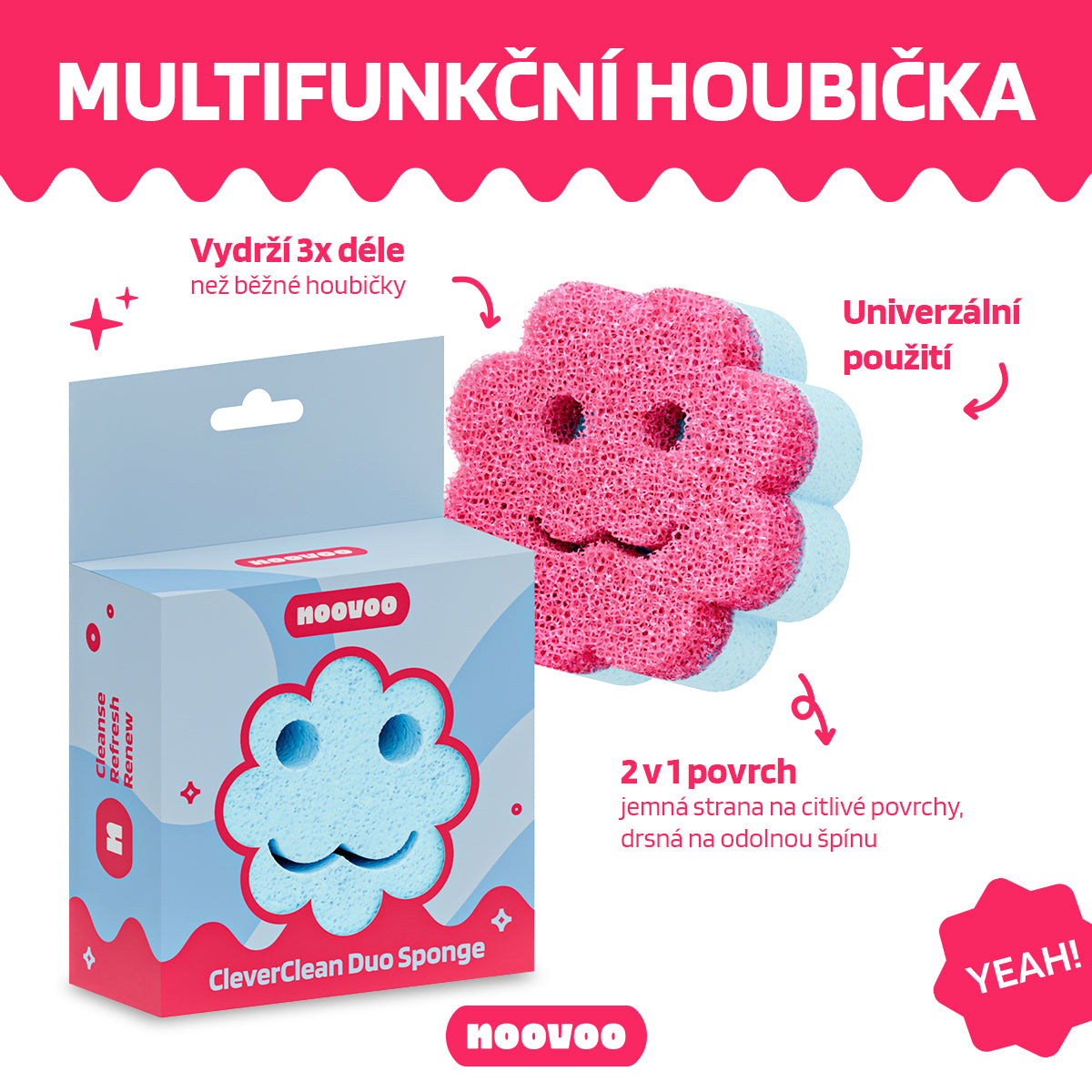 NOOVOO Multifunkční houbička oboustranná 1 ks