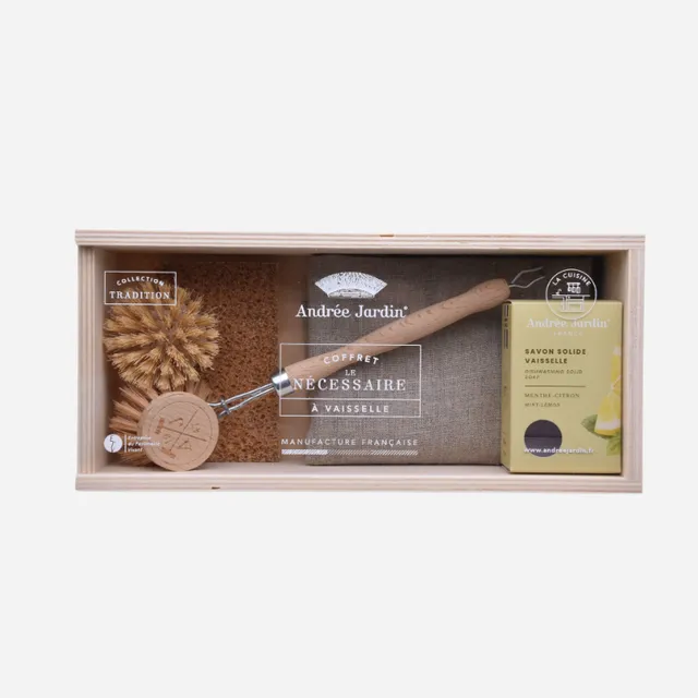 Andrée Jardin Coffret vaisselle sada na nádobí máta citron s kartáčem