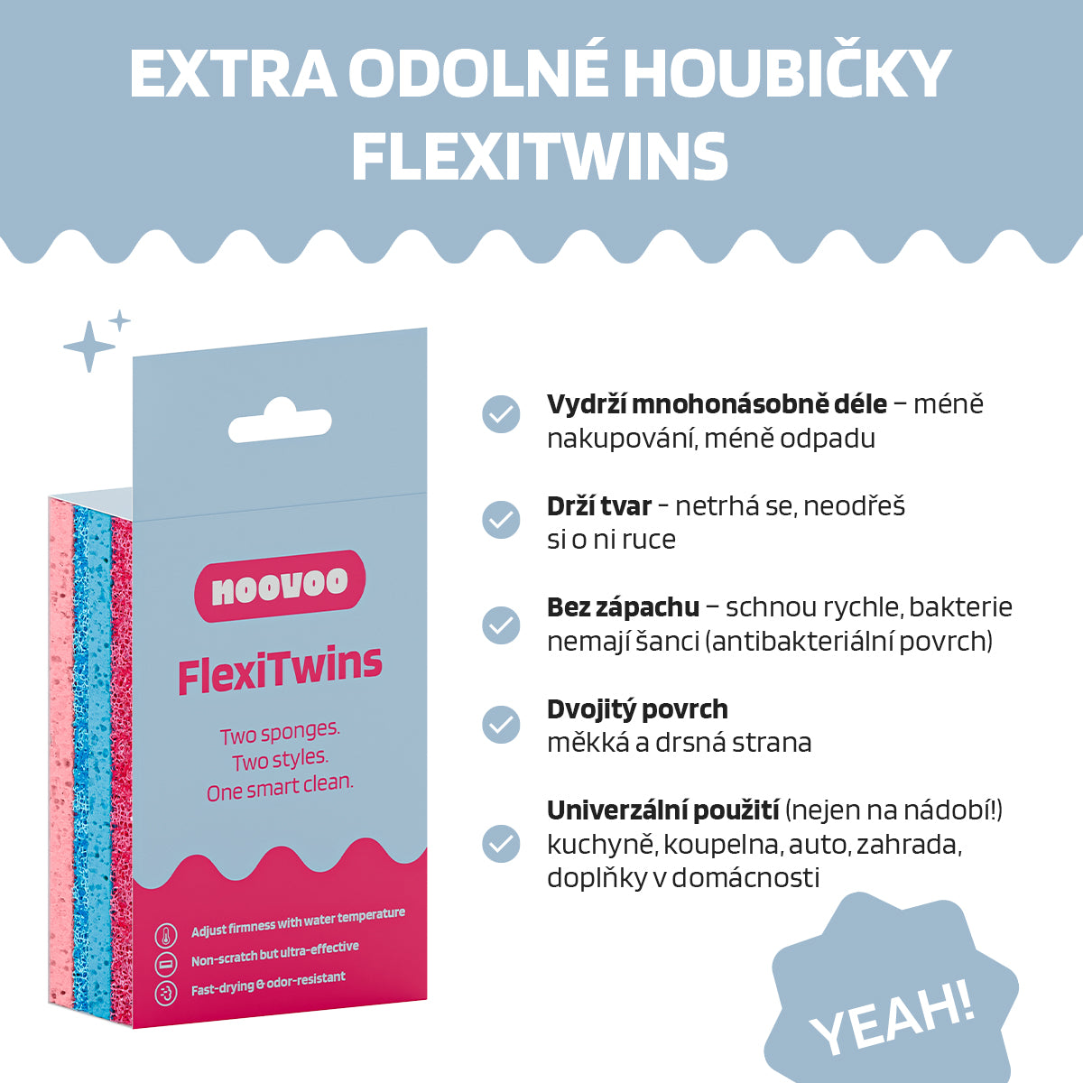 NOOVOO FlexiTwins extra odolné houbičky 2 ks