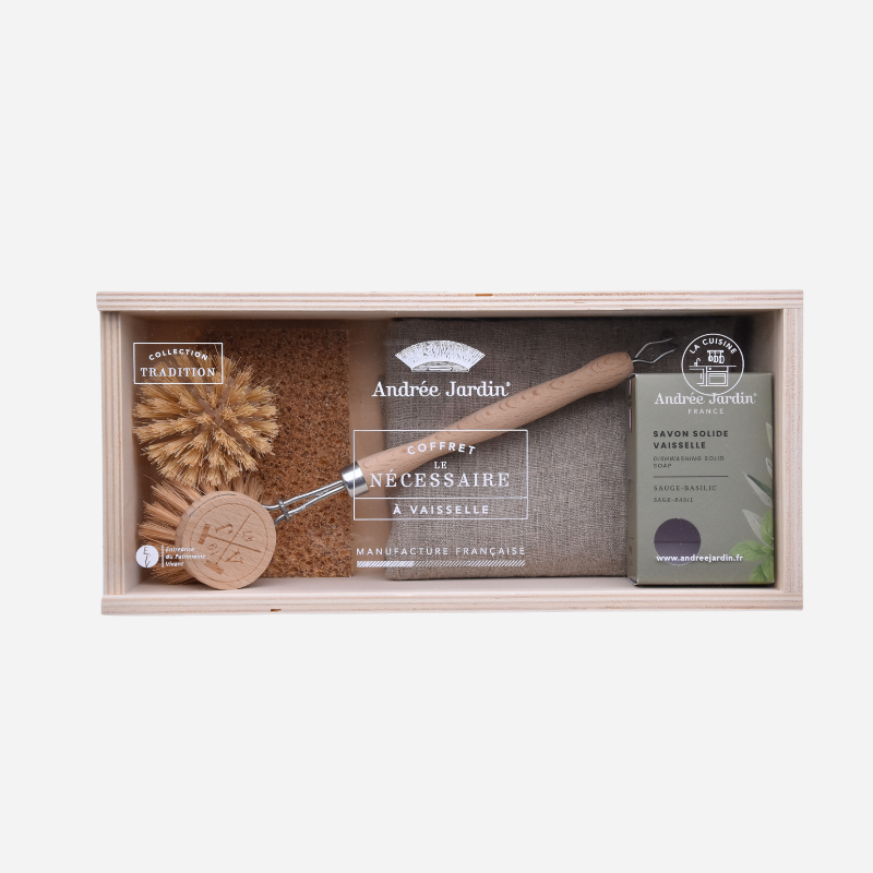 Andrée Jardin Coffret vaisselle sada na nádobí máta citron s kartáčem