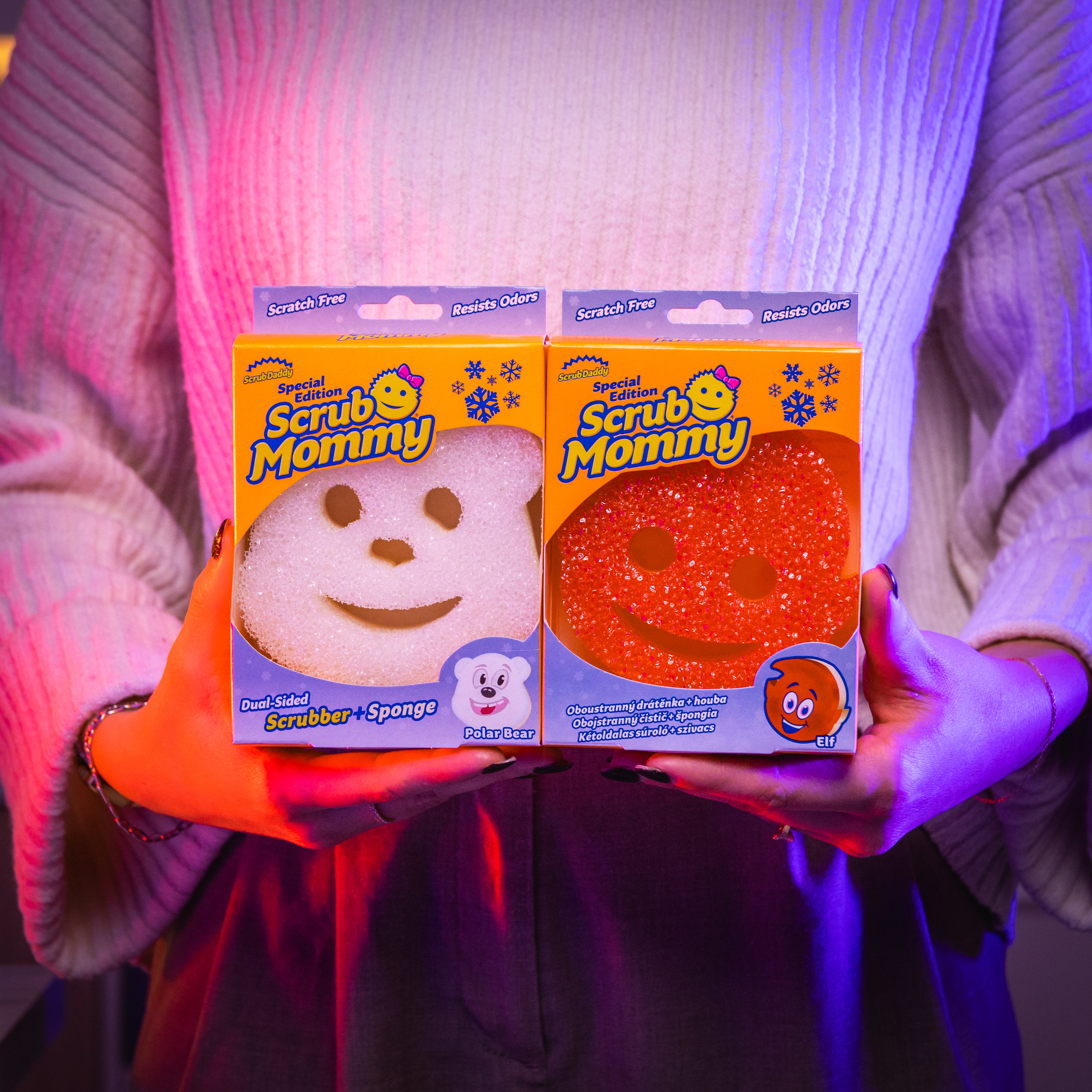 Scrub Mommy Vánoce houbičky medvěd a skřítek 2 ks