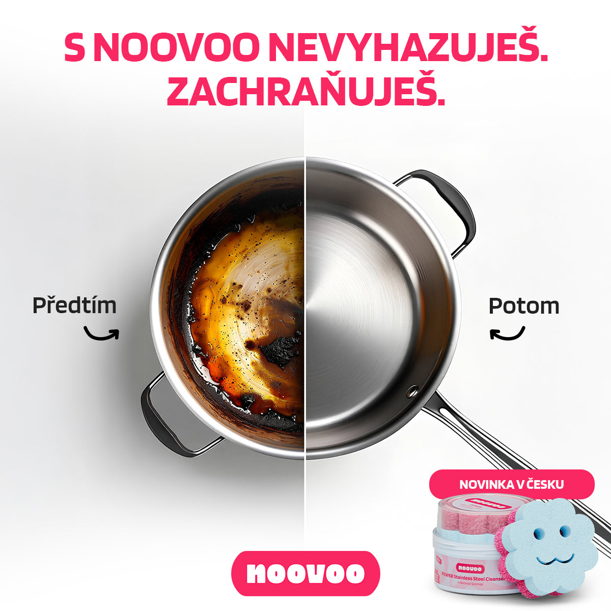 NOOVOO POWER čisticí pasta na nerez 350 g s filmem