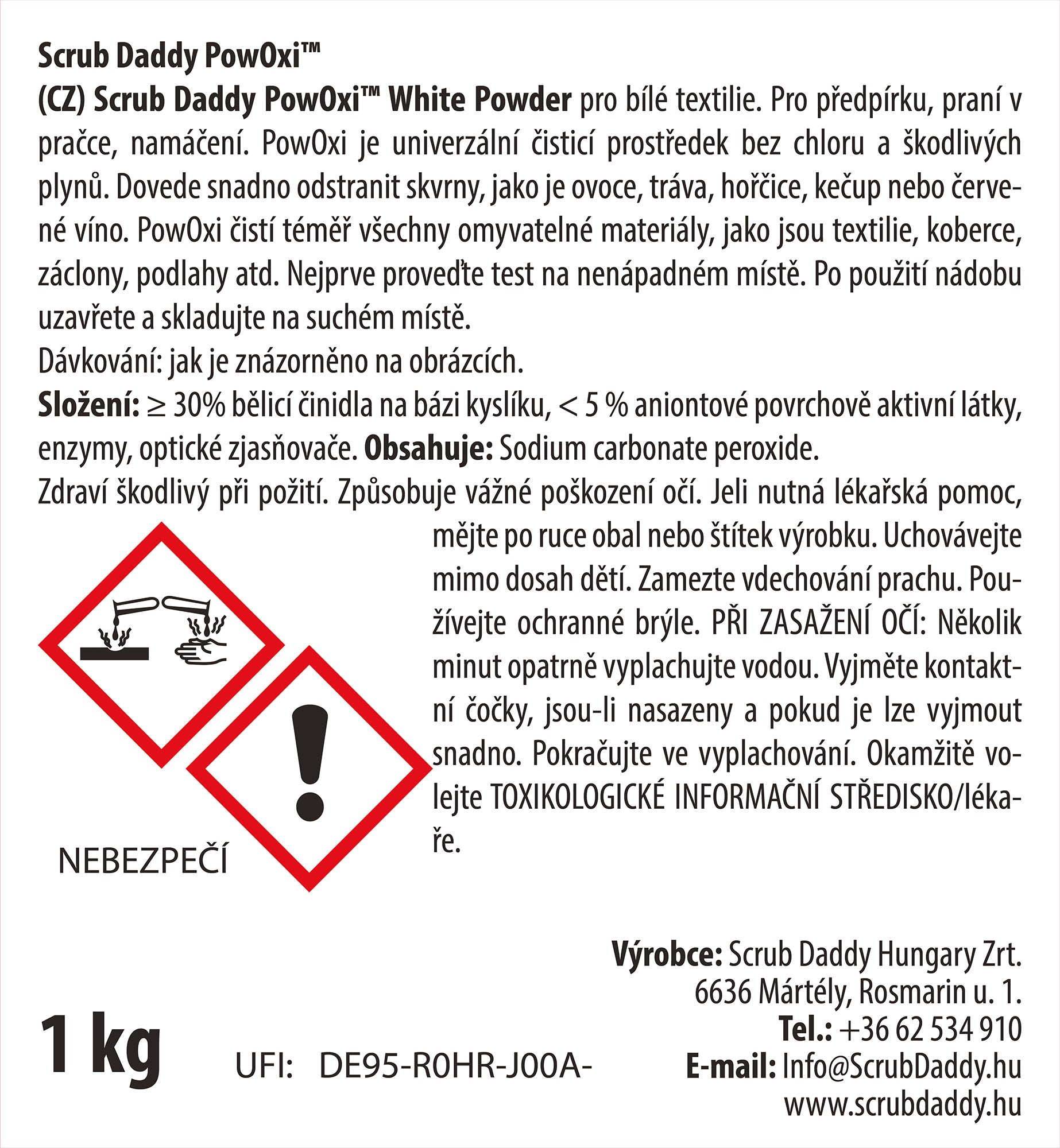 Scrub Daddy PowOxi prášek na skvrny 1 kg bílé prádlo