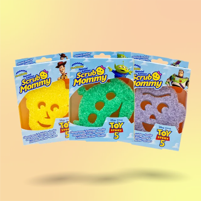 Scrub Mommy Toy Story Andyho oblíbenci houbičky 3 ks neškrábou
