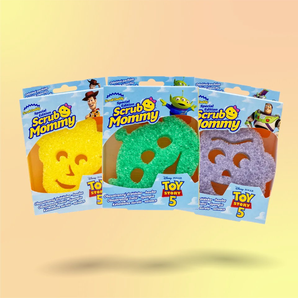 Scrub Mommy Toy Story Andyho oblíbenci houbičky 3 ks neškrábou