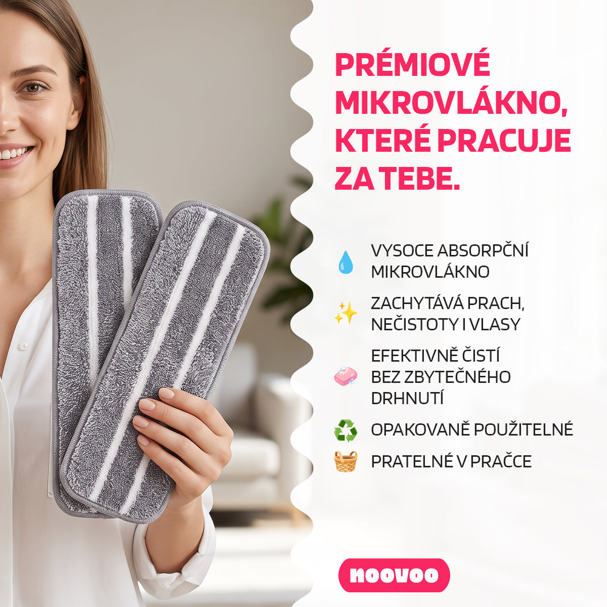 NOOVOO CleanFlow návleky na mop mikrovlákno 2 ks pratelné