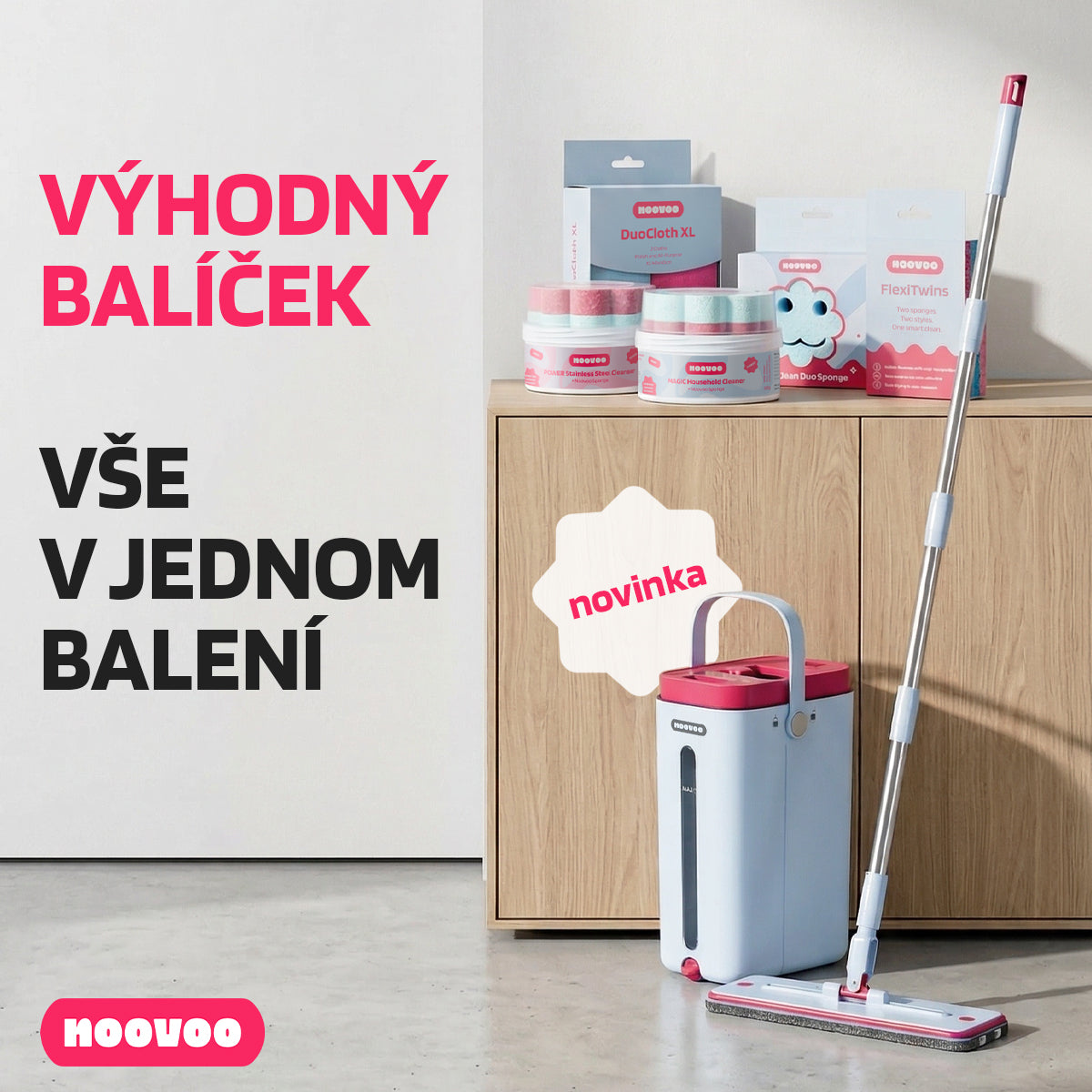 NOOVOO Kompletní domácnost úklidová sada 6 ks na podlahy