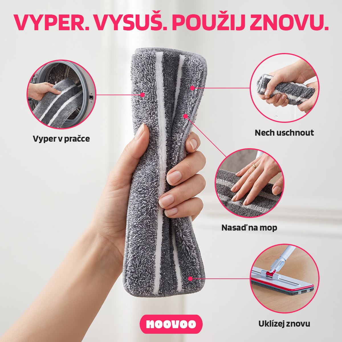 NOOVOO CleanFlow návleky na mop mikrovlákno 2 ks pratelné