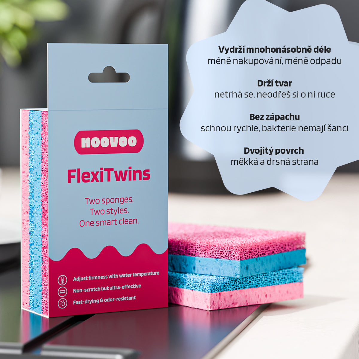 NOOVOO FlexiTwins extra odolné houbičky 2 ks