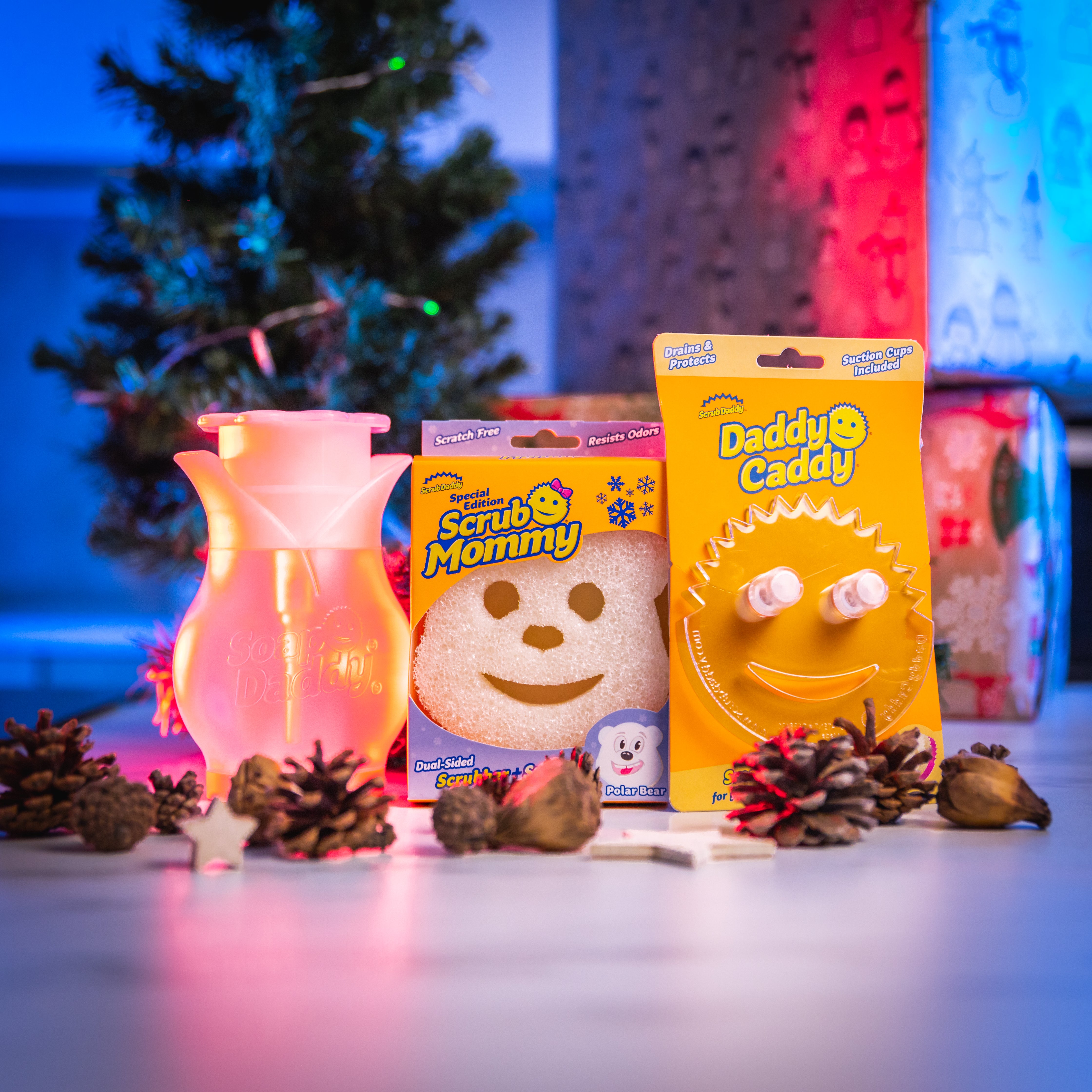 Scrub Mommy All I Want For Christmas dárková sada 3 ks s dávkovačem