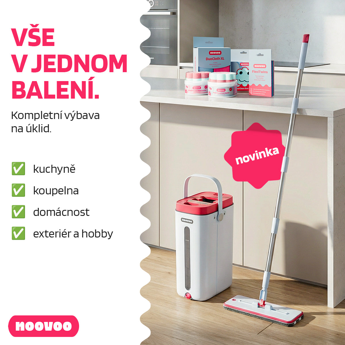 NOOVOO Kompletní domácnost úklidová sada 6 ks na podlahy
