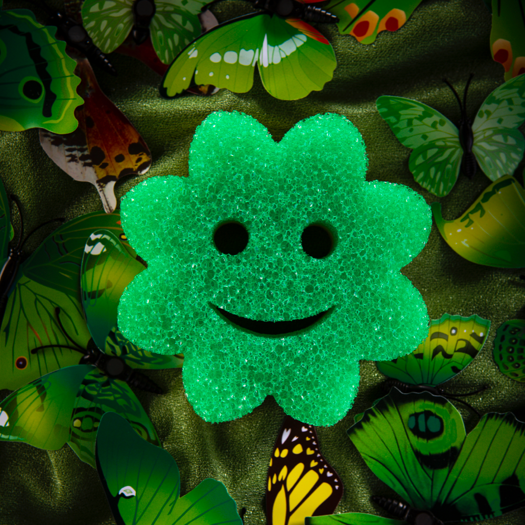 Scrub Mommy Power Flower zelená houbička 1 ks savá