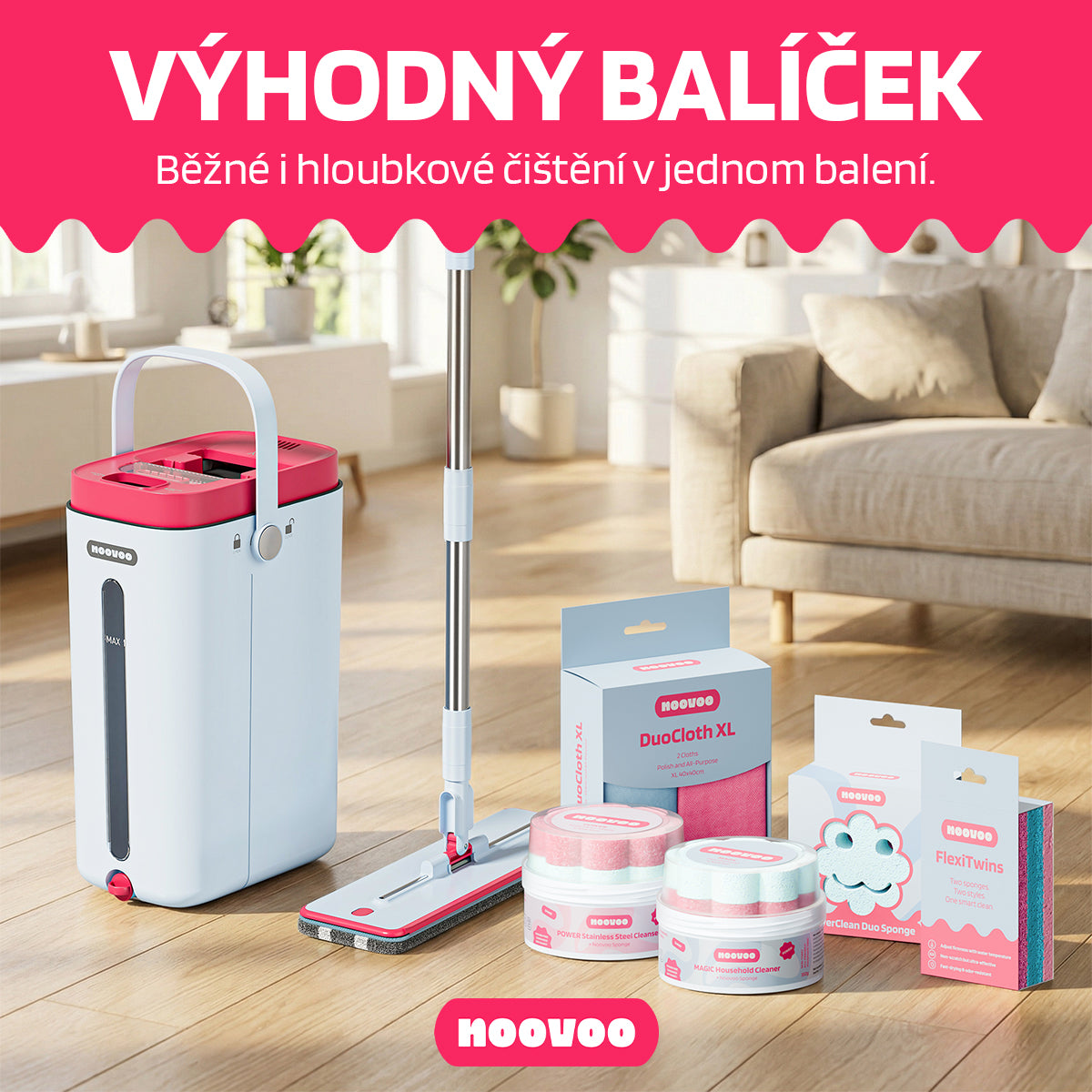 NOOVOO Kompletní domácnost úklidová sada 6 ks na podlahy